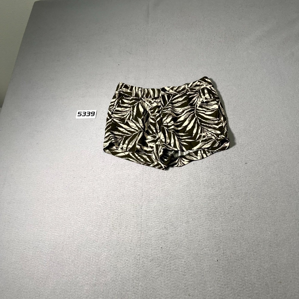 Banana Republic Shorts Womens 0 Beige Green Tropical Print Viscose Summer Casual